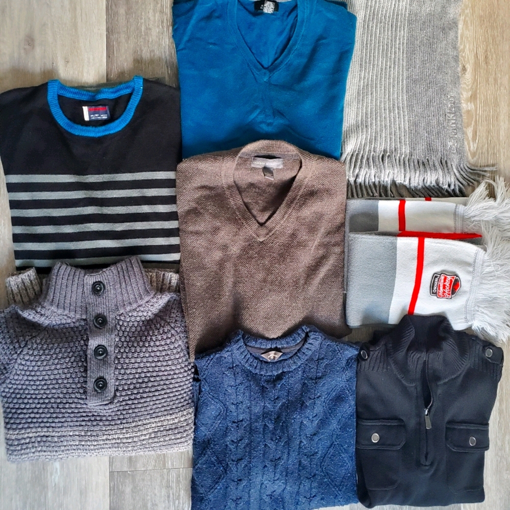 Men's sweaters and scarves